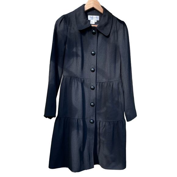 Black Helene Berman England Wool Cashmere Coat - Picture 1 of 8